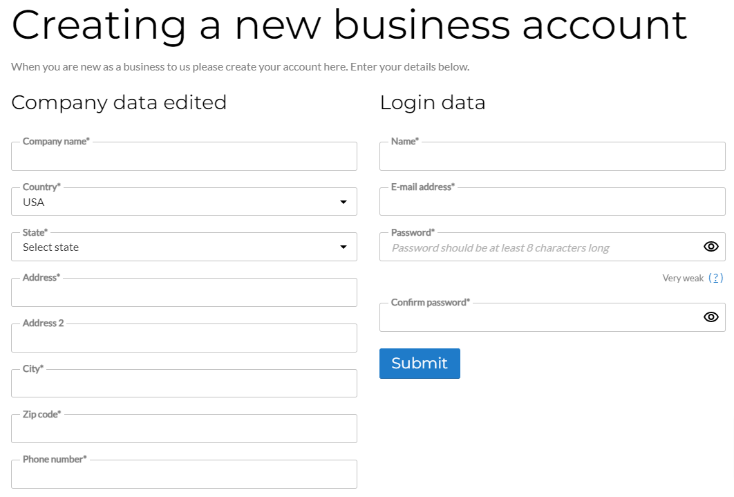 B2B Customer Registration