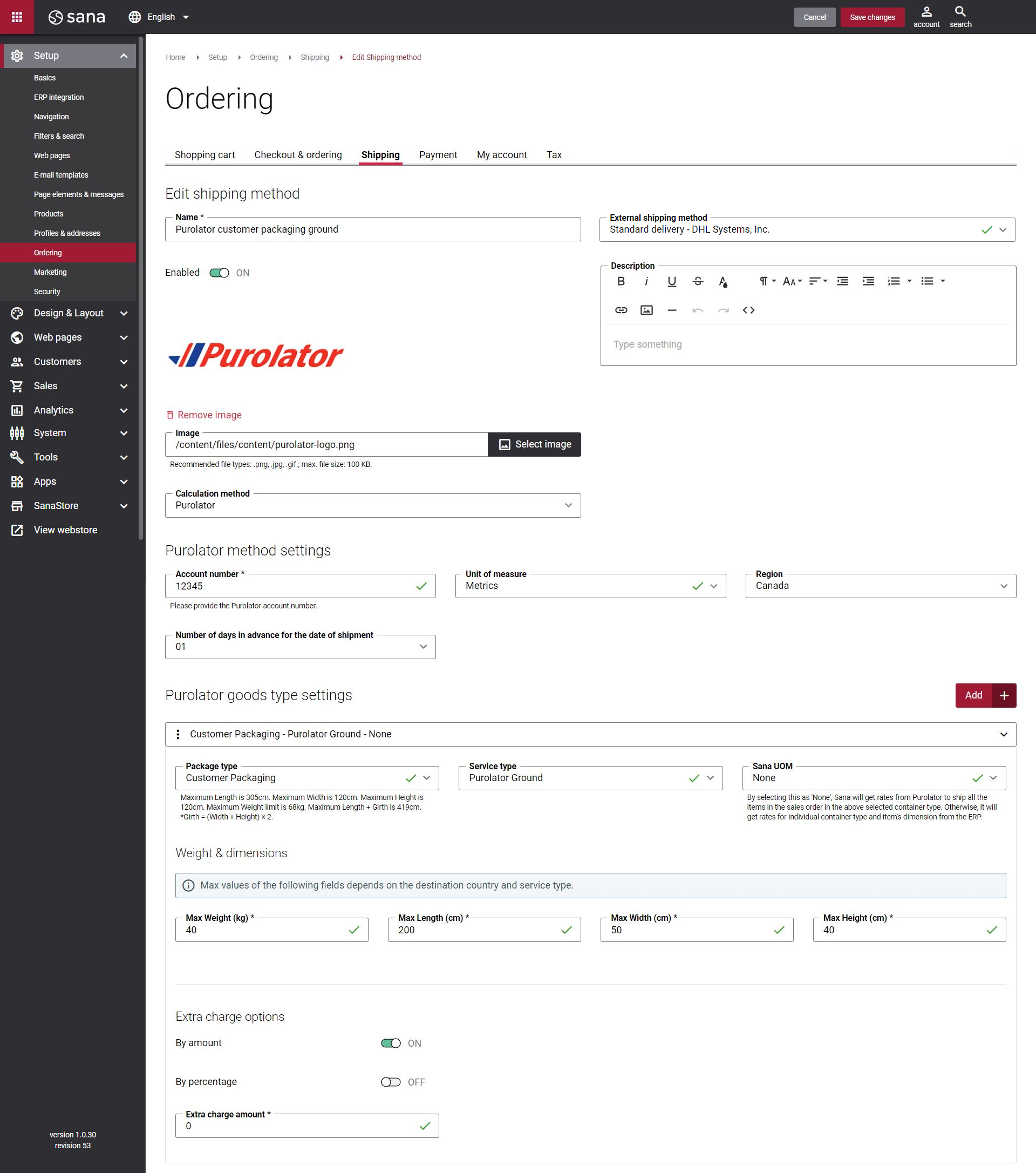 Create Purolator Shipping Methods