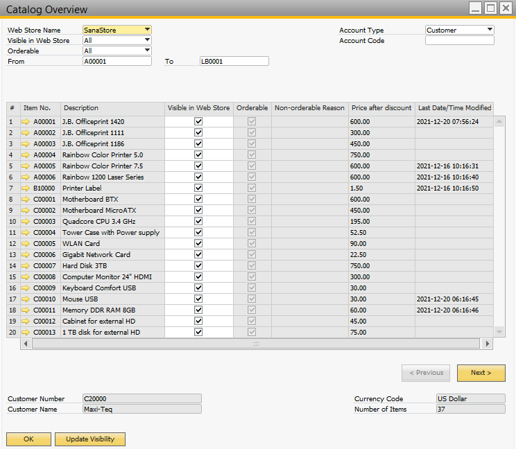 Catalog Overview Improvements